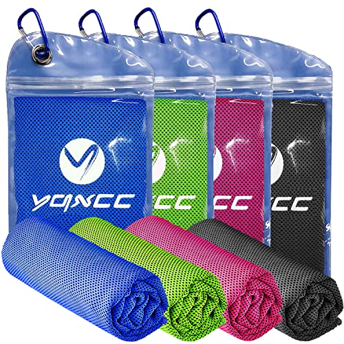 YQXCC 4 Pack Cooling Towel (47'x12') Ice Towel for Neck, Microfiber Cool Towel, Soft Breathable Chilly Towel for Yoga, Sports, Golf, Gym, Camping