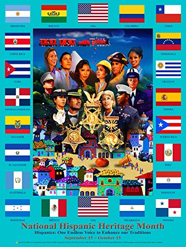 National Hispanic Heritage Month Poster with Hispanic Country Flags - H18