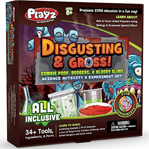 Playz Disgusting n' Gross Zombie Poop - DIY Stem Learning & Educational Science Kit for Kids Age 8 9 10 11 12 13+ Years Old with 34+ Experiment Tools - Kids Toys and Craft Activities for Boys & Girls