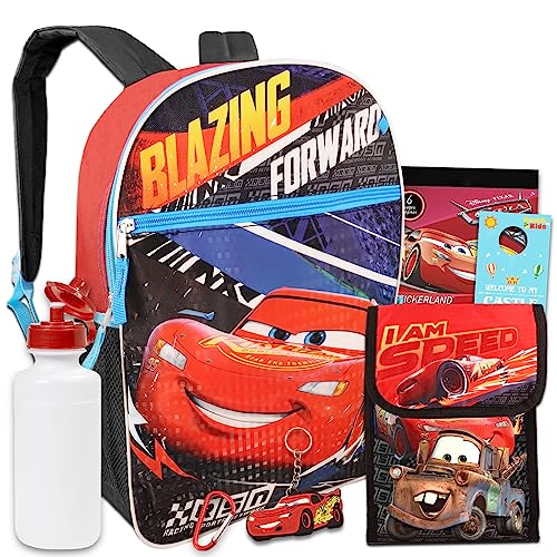 Disney Cars Backpack Bundle with 15' Cars School Bag Lunch Box, and More