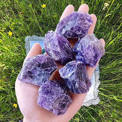 LAIDANLA Amethyst 2' Natural Rough Stones Crystal Large Raw Crystals Bulk Healing Gemstones for Reiki Healing Tumbling Fountain Rocks Wire Wrapping Decoration Cabbing Lapidary 4PCS 0.55lb