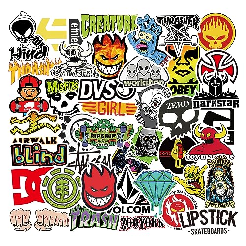Skateboard Stickers 100Pcs/Pack Cool Waterproof Stickers for Laptop Water Bottle Suitcase Phone, Skateboarding Stickers Decal for Teens Boys Adults