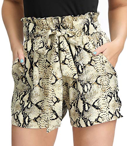 GRACE KARIN Women High Waist Printed Summer Casual Shorts Large, Snake Skin.