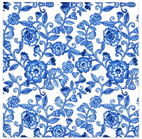 Gift Boutique 100 Blue Floral Cocktail Beverage Napkins Disposable Paper Spring Blue Flowers Dessert Napkin for Spring Flower Wedding Holiday Bridal & Baby Shower Tableware Party Supplies