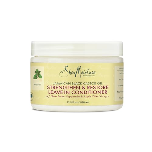 SheaMoisture 100% Pure Jamaican Black Castor Oil Leave In Conditioner For Damaged Hair and To Soften Detangle Hair 11.5oz