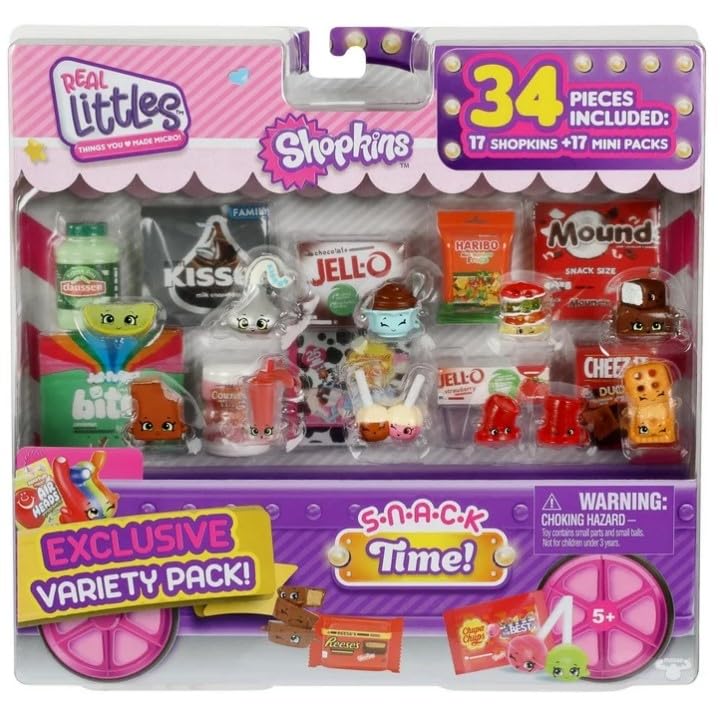 Shopkins Collector's Pack | 17 Real Littles Mini Plus 17 Real Branded Mini Packs (34 Total Pieces). Style May Vary