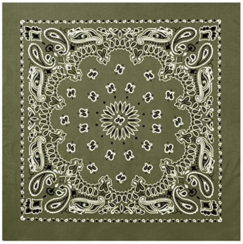 Rothco Trainmen Paisley Jumbo Bandana 27' x 27', Olive Drab