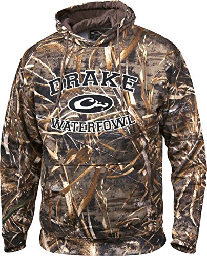 Drake Waterfowl Hoodie Embroidered Collegiate Max 5 with Ribbed Cuffs and Drawstring Hood (Max-5 - Medium)