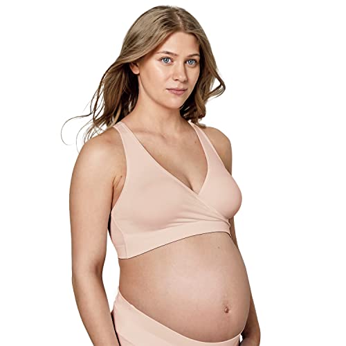 Medela Keep Cool Sleep Bra | Seamless Maternity & Nursing Bra with Full Back Breathing Zone and Soft Touch Fabric, Chai X-Large