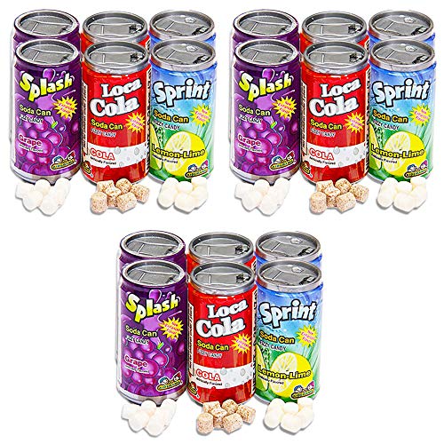 Soda Can Fizzy Candy Value Pack -- 3 Six-Packs (18 Cans Total, Candy Party Favors)