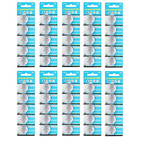 Taysing 50 Pack 3V High Capacity Lithium Button Coin Cell Batteries CR2450 ECR2450 Used in Most Electronic Devices