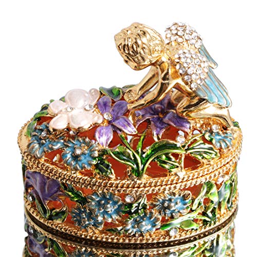 Waltz&F Angel flower box Hand-Painted Trinket Box Jewelrybox Figurine Collectible Ring Holder