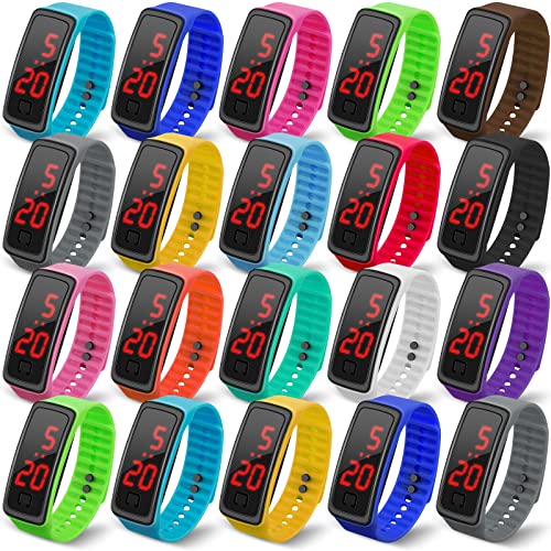 20 Pack Silicone LED Watch Kids Unisex LED Wrist Watch Student Electronic Party Favor Watches for Creative Touch Screen Watch (Multi Colors)