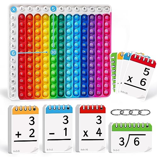 JoyCat Math Flash Cards + Pop Fidget Chart,Math Games for Kids Ages 4-8, Addition, Subtraction, Division, Multiplication Flash Cards-Math Manipulatives Kindergarten, 1st, 2nd, 3rd, 4th, 5th, 6th Grade