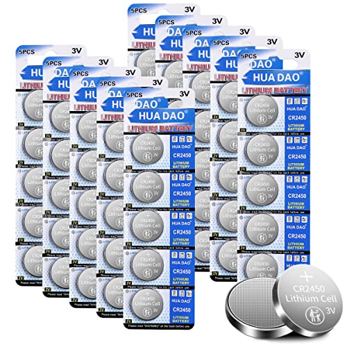 50 Pack 3V High Capacity Lithium Button Coin Cell Batteries CR2450