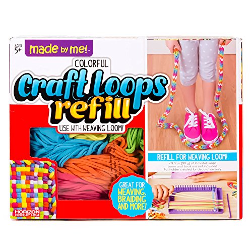Made By Me Craft Loops Refill, Includes 210 Weaving Loom Loops in 7 Vibrant Colors, Potholder Loops, Loom Refill Loops, DIY Craft Loop Refill Kit, Craft Kits for Kids