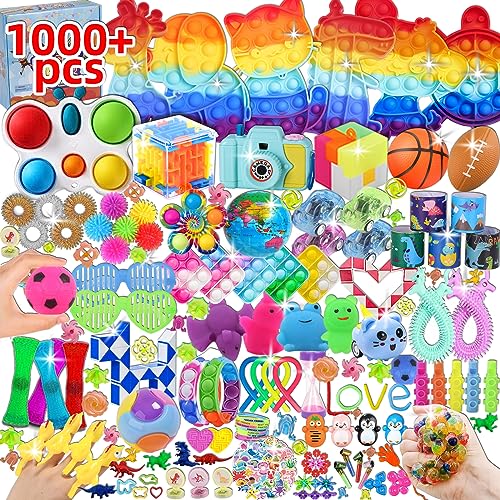 1000 Pcs Party Favors for Kids, Fidget Toys Bulk, Birthday Gift Toys, Fidgets Stocking Stuffers, Treasure Box Birthday Party, Goodie Bag Stuffers, Carnival Prizes, Pinata Filler Stuffers for Classroom