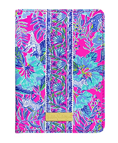 Lilly Pulitzer Vegan Leather Passport Holder, Cute Passport Cover, Travel Wallet with Credit Card Slots, Lil Earned Stripes