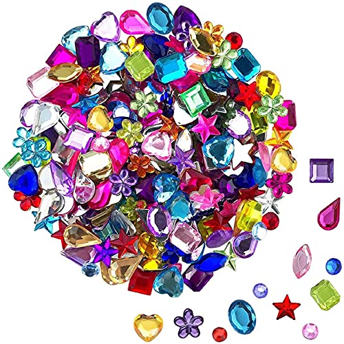 JPSOR 900pcs Gems Jewels for Crafts, Acrylic Flatback Rhinestones for Halloween Pirate Party Decorations, Crafting Embellishments Gemstone (9 Shapes, 6-13mm)
