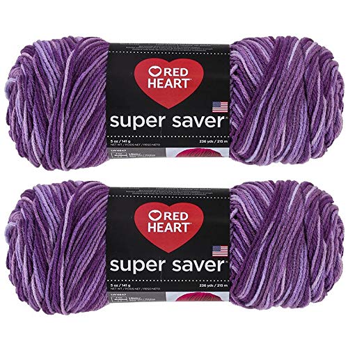 Bulk Buy: Red Heart Super Saver (2-Pack) (Purple Tones, 5 oz Each Skein)