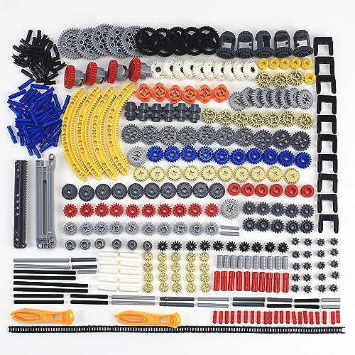 496 Pcs Technical Parts Building Blocks Gears Axle Pin Connector Compatible with Major Brand Toy Technical Cam Worm Cogs Gears Steering Parts Differential Engine Kit MOC Pieces for Replacement