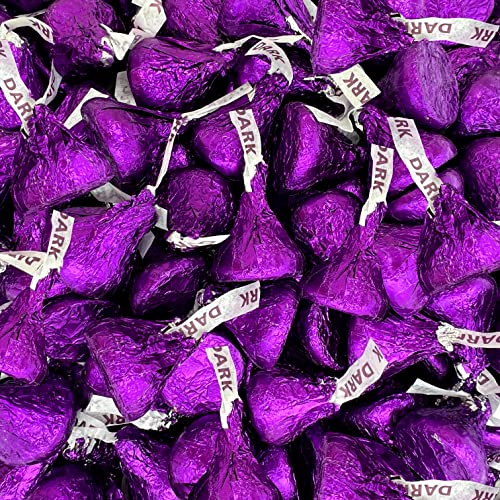 HERSHEY'S KISSES SPECIAL DARK Chocolate Mildly Sweet Candy, Purple Wrapping, Bulk Bag 2 Pounds