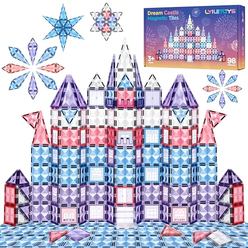 LYILETOYS Dream Frozen Castle Magnetic Tiles Birthday Toys Gifts for Kids, Age 3-4-5-6-8 Magnetic Blocks Educational Toys, Boys and Girls Birthday Gifts.