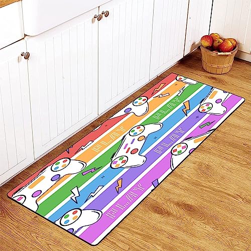 MoBlinko Kitchen Rugs Color Joystick Gamepad Video Games Bathroom Mat Non Skid Washable Standing Floor Mat Runner Carpet for Bathroom Home Office Farmhouse Laundry 39x 20 Inch