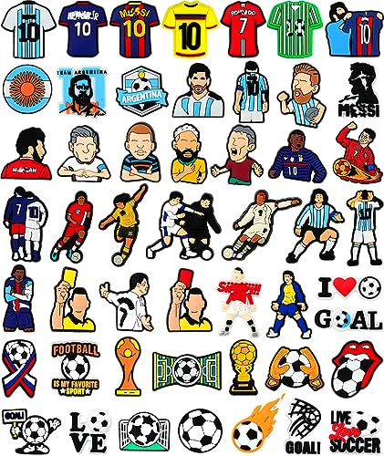 50Pack Soccer Shoe Charms, Soccer Sports Shoe Pins Decoration Charm Accessories,for Kids Boys Teens Unisex