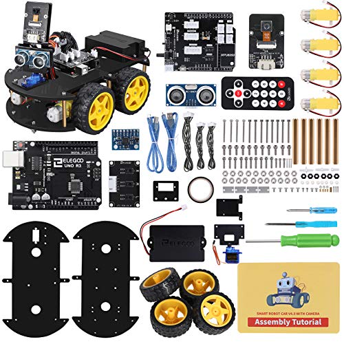 ELEGOO UNO R3 Smart Robot Car Kit V4 for Arduino, Line Tracking Module, Ultrasonic Sensor, STEM Toys for Boys, Girls, Science/Coding/Building/Electronic Kit, Gifts for Kids, Teens, Adults, Cool Gadget