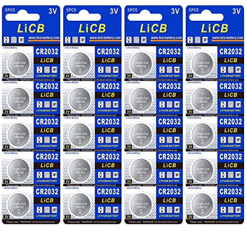 LiCB CR2032 Battery,Long-Lasting & High Capacity CR 2032 3V Coin & Button Cell Lithium Batteries with Adaptive Power and Superior Safety (20-Pack)