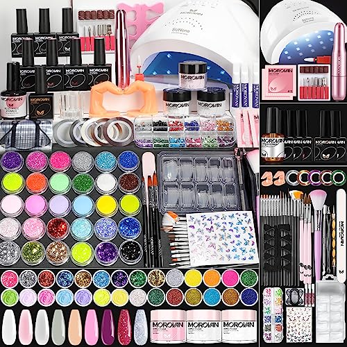 Morovan Professional Acrylic Nail Kit: for Beginners with Everything - Complete Nail Kit Set Professional Acrylic with Everything Acrylic Nail Starter Kit Acrylic Nail Supplies Gifts for Women Girl