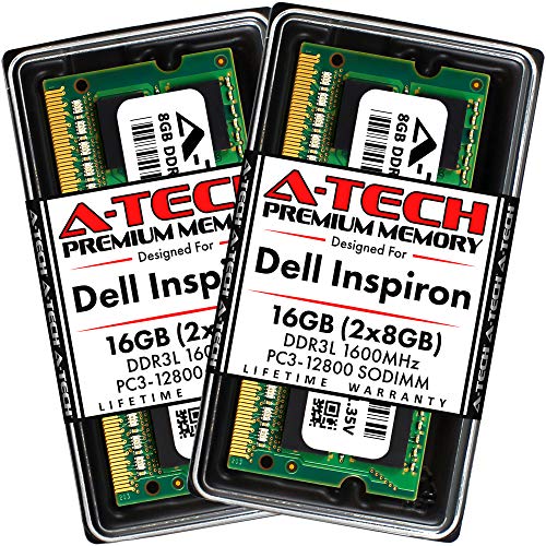 A-Tech 16GB (2x8GB) RAM for Dell Inspiron 24 3455, 3459, 5459, 5488 All-in-One | DDR3/DDR3L 1600MHz SODIMM PC3L-12800 204-Pin Non-ECC Unbuffered Memory Upgrade Kit