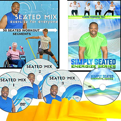 Easy to Follow Chair Exercise for Seniors- 4 DVDs + 30 Seated Senior Exercise Segments + Resistance Band. With 100s of workout combinations, This is The Last Senior Fitness DVD You Will Need to Buy!