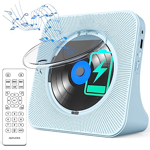 Greadio CD Player Portable with Bluetooth, 4000mAh Rechargeable Battery, HiFi Sound Speaker with Remote Control, Dust Cover, FM Radio, LED Screen,Support AUX/USB,Headphone Jack for Home,Kids,Kpop,Gift