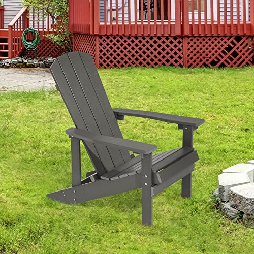 SANLUCE Outdoor Adirondack Chair Patio Plastic Single Chairs All-Weather Resin Lounge Chair for Patio, Lawn, Backyard, Deck