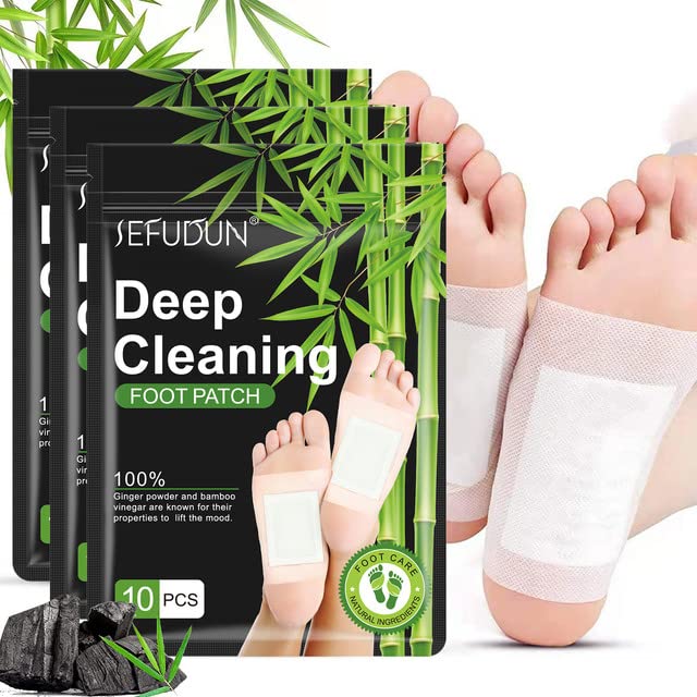 Foot Pads (30 PCS), Deep Cleansing Foot Patches with Bamboo Vinegar and Ginger Powder, Relieve Stress, Improve Sleep and Relaxation