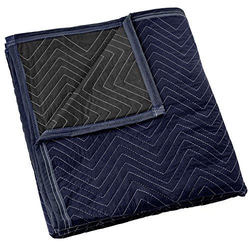 Sure-Max Moving & Packing Blanket - Pro Economy - 80' x 72' (35 lb/dz Weight) - Professional Quilted Shipping Furniture Pad Navy Blue and Black - 1 Blanket