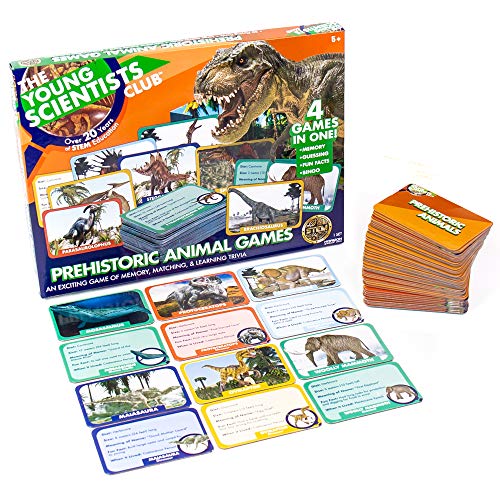 The Young Scientist Prehistoric Animal Card Games, 4 Prehistoric Card Games for Age 5 and Up: Matching, Bingo, Memory, Trivia, Hands-On Educational STEM Fun, Kids Card Games