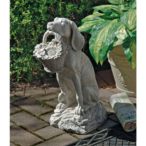 Design Toscano EU1379 Man's Best Friend Basket Dog Statue, 19 Inch, Two Tone Stone