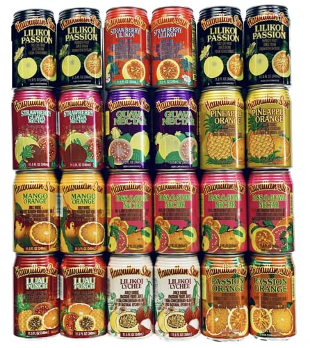 Hawaiian Sun Premium Tropical Juice Drink Party Bundle of 10 Assorted Flavors (24 Cans Total)