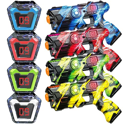 BAIAI Infrared Laser Tag Guns Set of 4 with Digital LED Score Display Vest Multi-Functional Fun Indoor&Outdoor Toys for Kids Ages 8 9 10 11 12+ Years Old Boys Girls Teens Adults Birthday Gift