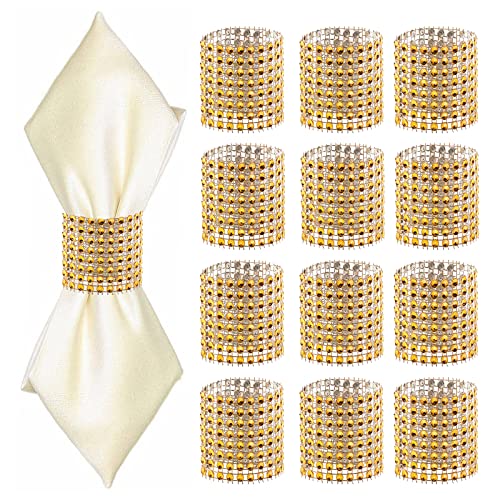 24Pack Napkin Rings, Gold Napkins Rings Plastic, Gold Napkin Holders for Anniversary, Birthday, Parties, Weddings and Dinners