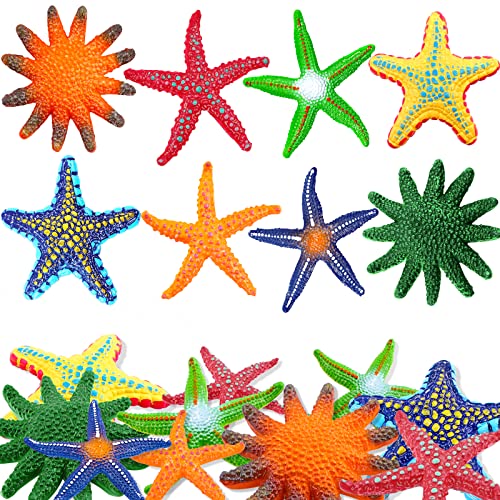 YUJUN 16 Pieces Big Diving Pool Toys, Beach Colorful Starfish Summer Swimming Underwater Pool Toys Soft Rubber Dive Throw for Kids Birthday Swimming Pool Party Favors Fish Tank Stuffer (2 Sizes)