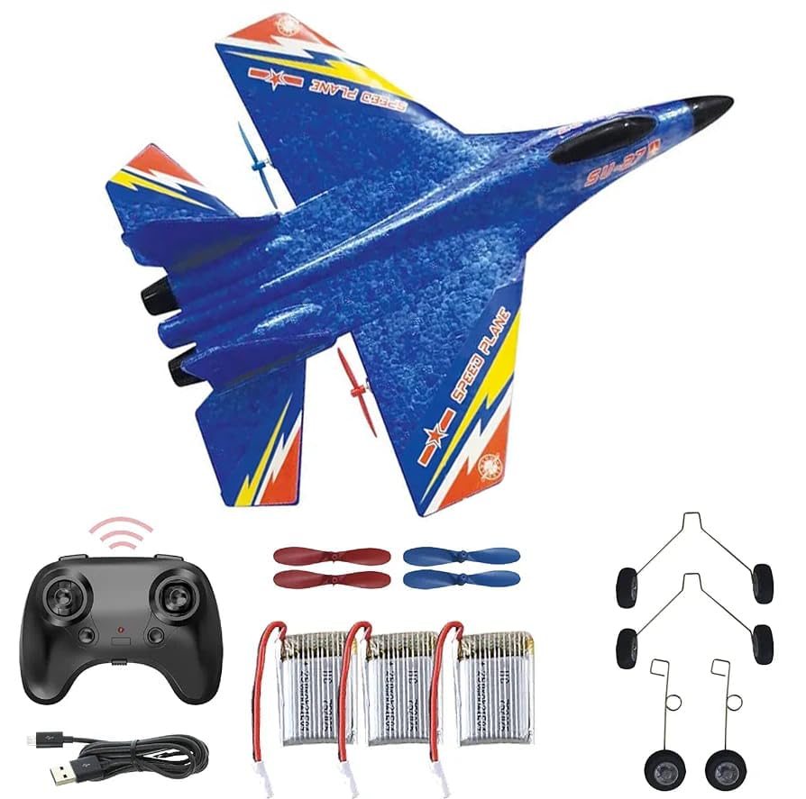 RC Plane 2.4Ghz Remote Control RTF Jet- 2 Channel Su-27 Anti-Fall Aircraft - Easy to Fly Glider with Gyro Stabilization Suitable for Beginners Kids & Adults