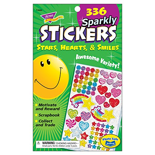 TREND enterprises, Inc. Sparkly Stars, Hearts, & Smiles Sticker Pad, 336 ct