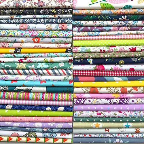 100% Cotton Quilting Fabric Misscrafts 50pcs 8' x 8' (20cm x 20cm) Craft Supplies Top Fat Quarter Bundles Floral Precut Fabric Square for DIY Craft Patchwork