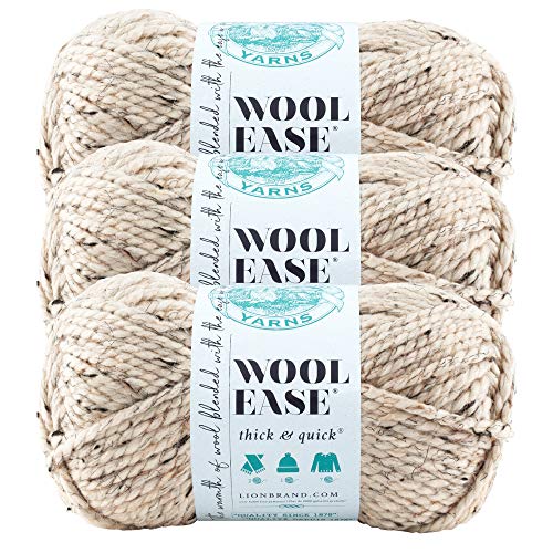 (3 Pack) Lion Brand Yarn 640-123E Wool-Ease Thick and Quick Yarn , 97 Meters, Oatmeal3