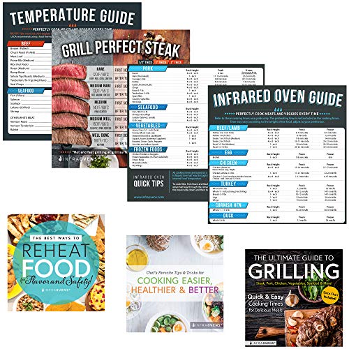 Infrared Convection Oven Accessories, Quick Reference Cooking Times Magnetic Cheat Sheets and Cookbooks - Steak Doneness Guide for Countertop Ovens