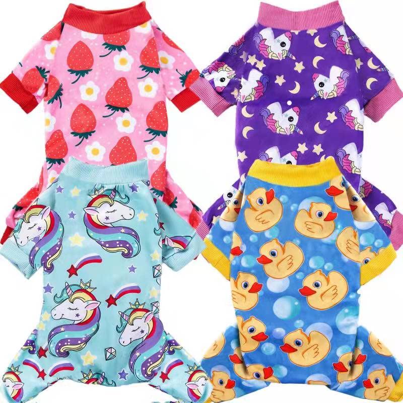 XPUDAC 4 Piece Dog Pajamas for Small Dogs Pjs Clothes Puppy Onesies Outfits for Doggie Christmas Shirts Sleeper for Pet